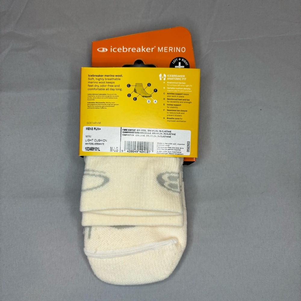 Icebreaker Merino Run Socks‎ Men’s Large Mini Light Cushion - Picture 2 of 2